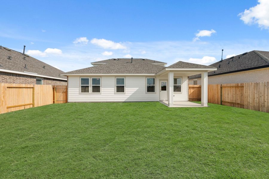 Covered patio in the backyard