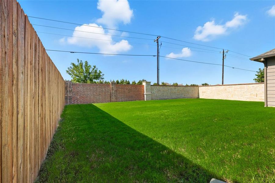 View of fenced backyard