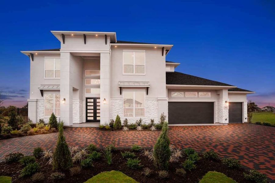 Representative exterior photo of a completed home built from the Kensington 5224 by J. Patrick Homes in Briarley, Montgomery, TX (Image 14). Representative exterior photo of a completed home built from the Kensington 5224 by J. Patrick Homes in Briarley, Montgomery, TX (Image 14).