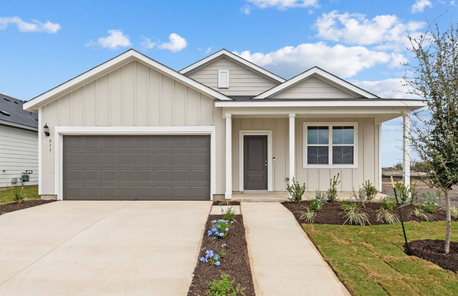 Front exterior of a new home in Alto, San Marcos, TX, highlighting curb appeal (Image 17).