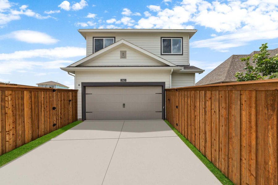 Representative exterior details of a home built from the The Huntmere by David Weekley Homes in The Retreat at Harvest, Argyle (Image 1).