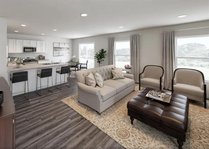 Furnished interior view inside a new home in Waterside at Cedar Creek, Abilene (Image 4).