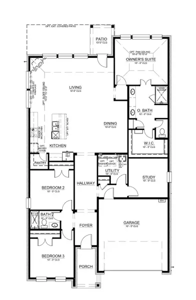 2D floor plan layout for the Nash by Cambridge Homes in Ribbonwood, Aubrey, TX (Image 4).
