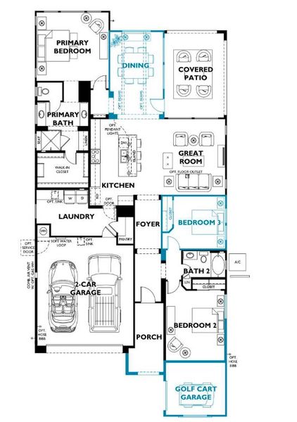 2D floor plan layout of this home in Trilogy® at Wickenburg Ranch, Wickenburg, AZ (Image 2). 2D floor plan layout of this home in Trilogy® at Wickenburg Ranch, Wickenburg, AZ (Image 2).