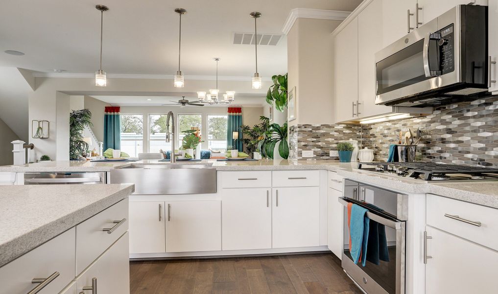 Kitchen overlooks great room