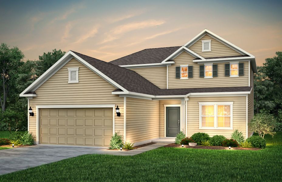 Front exterior of a new home in Crescent Cove, Myrtle Beach, SC, highlighting curb appeal (Image 20). Front exterior of a new home in Crescent Cove, Myrtle Beach, SC, highlighting curb appeal (Image 20).