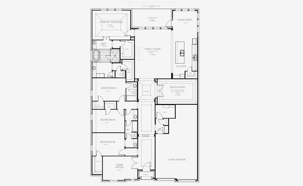 2D floor plan layout for the 3118W by Perry Homes in Juniper Springs 60', Lockhart, TX (Image 4). 2D floor plan layout for the 3118W by Perry Homes in Juniper Springs 60', Lockhart, TX (Image 4).