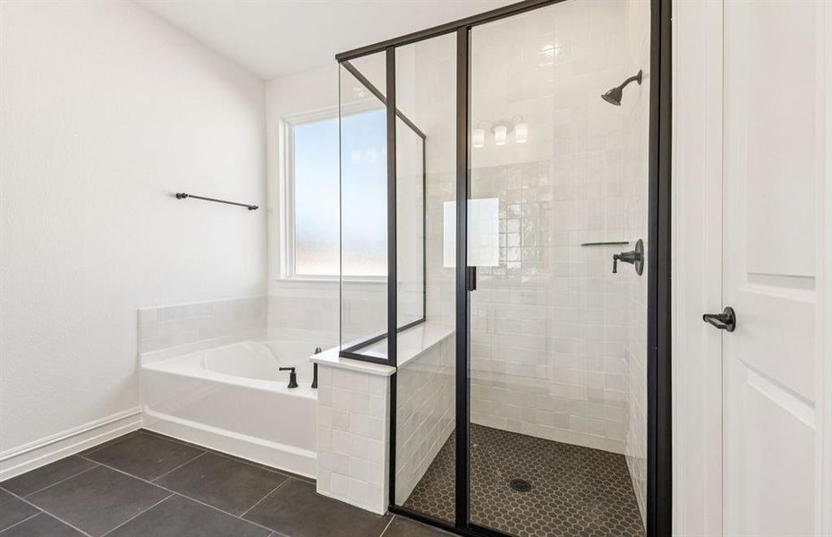 Modern owner's bath with a spacious shower and tub Modern owner's bath with a spacious shower and tub