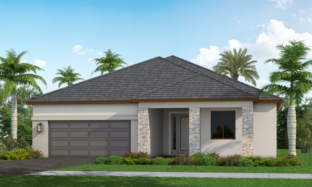Representative exterior photo of a completed home built from the Eventide 4 by Neal Communities in SkySail, Naples, FL (Image 12).