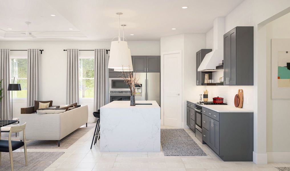 Kitchen with pendant lights