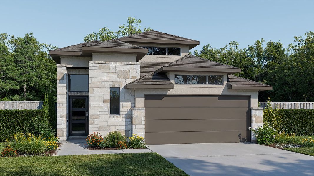 Representative exterior photo of a completed home built from the 1650W by Perry Homes in Brookewater 40', Rosenberg, TX (Image 8).