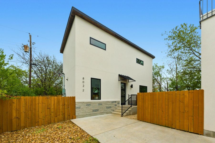 Exterior details and patio area of a home in , Austin (Image 24). Exterior details and patio area of a home in , Austin (Image 24).