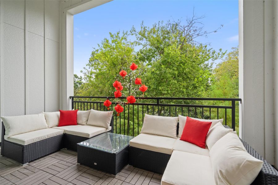 Exterior details and patio area of a home in Bluebonnet Lofts, Austin (Image 26). Exterior details and patio area of a home in Bluebonnet Lofts, Austin (Image 26).