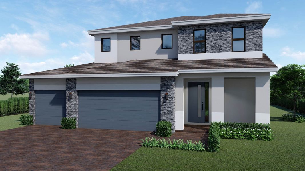 Representative exterior photo of a completed home built from the Ponte Vedra by D.R. Horton in Aspen Estates, Homestead, FL (Image 5). Representative exterior photo of a completed home built from the Ponte Vedra by D.R. Horton in Aspen Estates, Homestead, FL (Image 5).