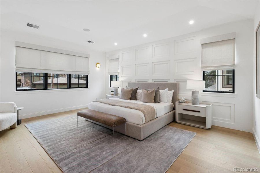 Primary suite with motorized window coverings!