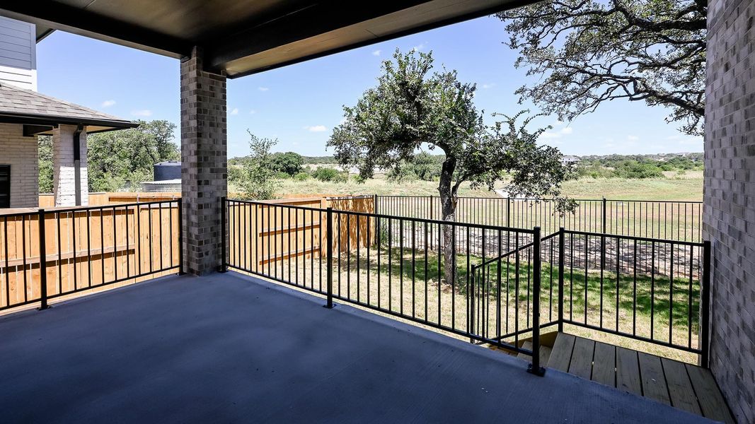 Exterior details and patio area of a home in 6 Creeks, Kyle (Image 4).