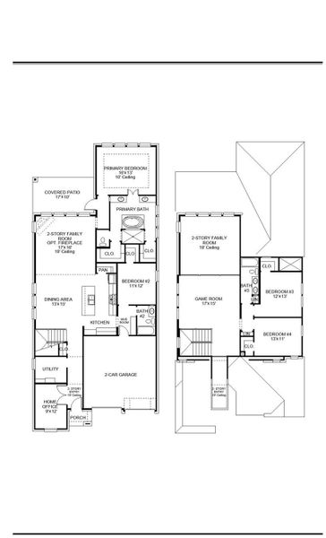 2D floor plan layout of this home in Harvest Green 45', Richmond, TX (Image 4).