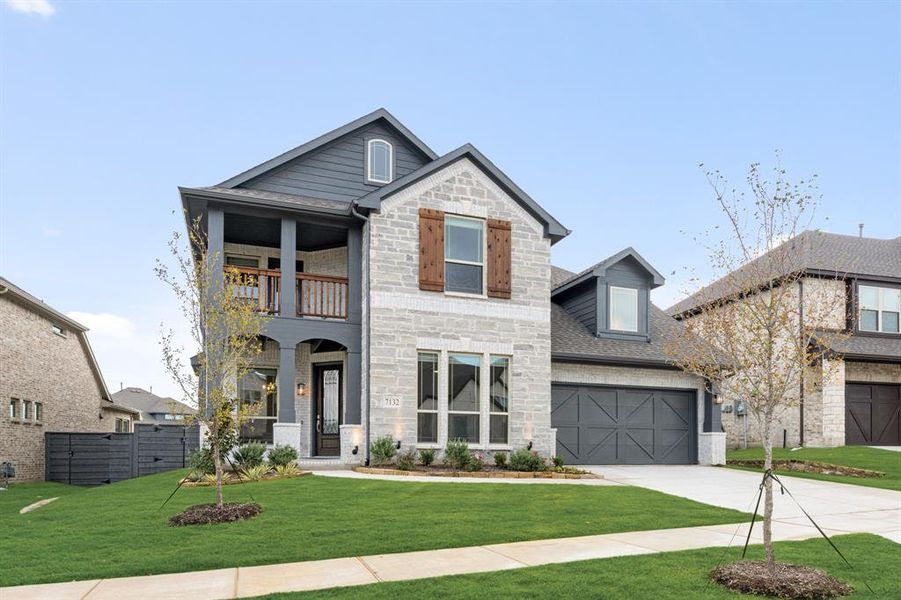 Front exterior of a new home in Union Park Classic 55, Little Elm, TX, highlighting curb appeal (Image 2).