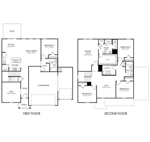 2D floor plan layout for the Chatham by Meritage Homes in Briarcreek - Bronze Series, Cane Ridge, TN (Image 3).