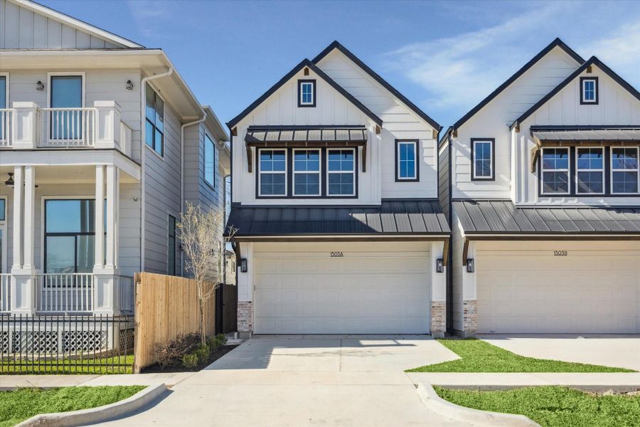 Front exterior of a new home in Cordell Estates, Houston, TX, highlighting curb appeal (Image 26).