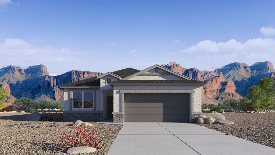 Representative exterior photo of a completed home built from the Baxter by D.R. Horton in Quail Ranch, San Tan Valley, AZ (Image 15).