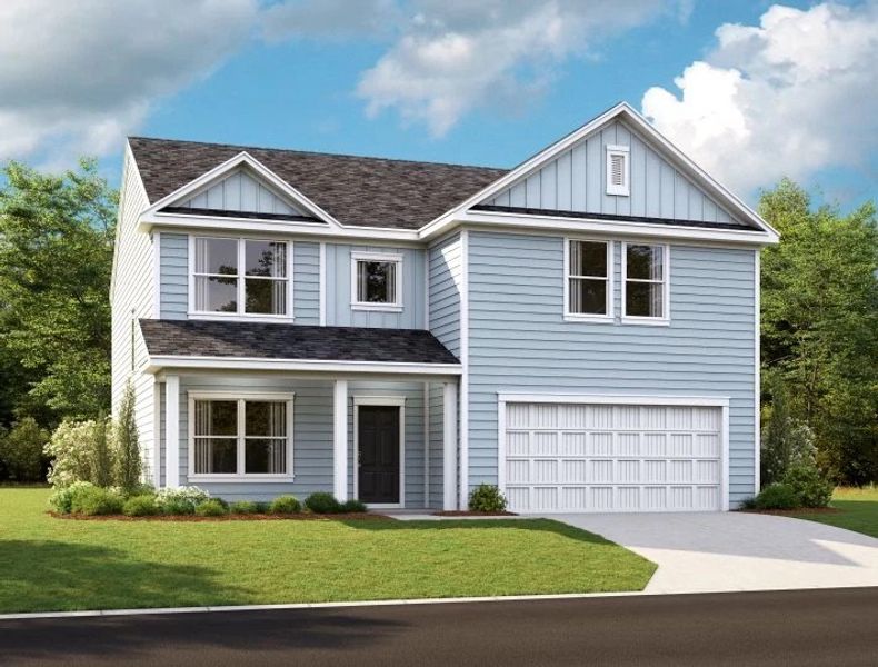 Front exterior of a new home in Trieste at Bella Vita, Myrtle Beach, SC, highlighting curb appeal (Image 1).