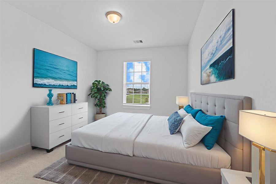 Another spacious upstairs bedroom with ample natural light and flexible layout to suit your needs for rest, study, or play. *Virtually Staged Photo* **Image Representative of Plan Only and May Vary as Built**.