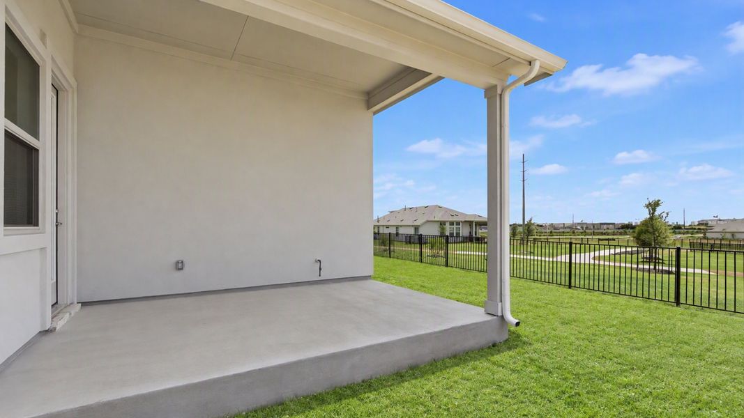 Exterior details and patio area of a home in Preserve at Lakeside Meadows, Pflugerville (Image 2). Exterior details and patio area of a home in Preserve at Lakeside Meadows, Pflugerville (Image 2).