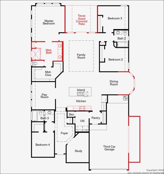 2D floor plan layout of this home in Stillwater Ranch, San Antonio, TX (Image 1). 2D floor plan layout of this home in Stillwater Ranch, San Antonio, TX (Image 1).