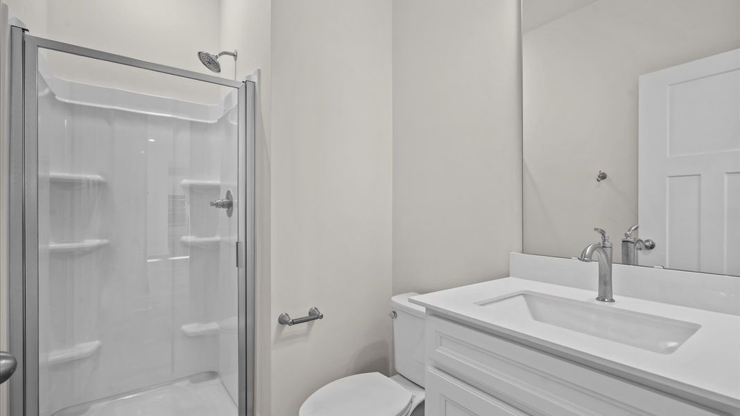 Stylish guest bathroom with superior design and thoughtful storage solutions