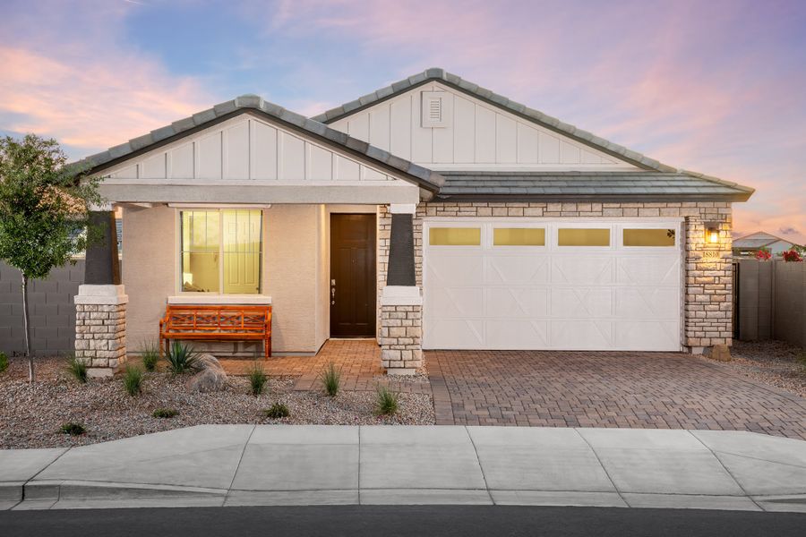 Representative exterior photo of a completed home built from the Shiloh by Beazer Homes in Bethany Grove, Glendale, AZ (Image 2). Representative exterior photo of a completed home built from the Shiloh by Beazer Homes in Bethany Grove, Glendale, AZ (Image 2).