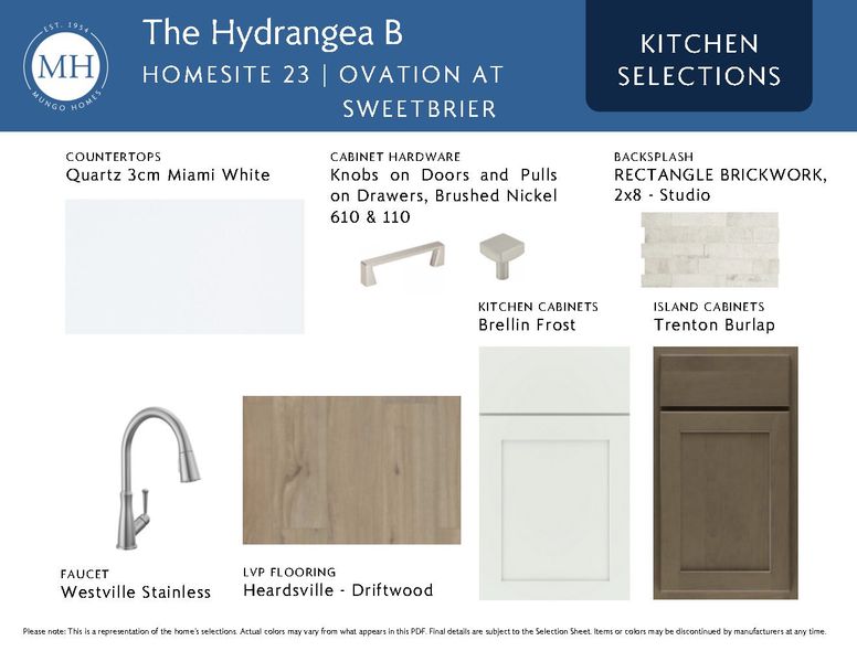 Sample of building materials used in homes in Ovation at Sweetbrier, Durham (Image 6).