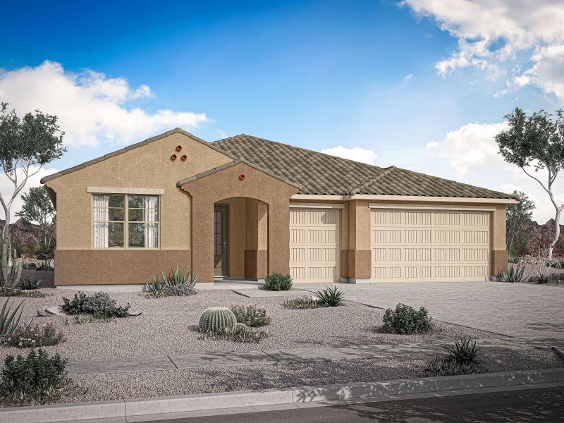 Representative exterior photo of a completed home built from the Garnet by Mattamy Homes in Rosewood Heights, San Tan Valley, AZ (Image 3).