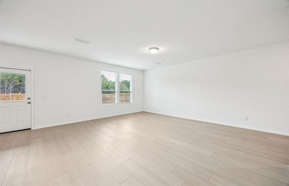 Spacious gathering room with large windows