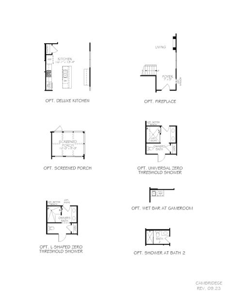 2D floor plan layout for the Cambridge by Epcon Communities in The Courtyards at Oak Grove, Durham, NC (Image 28).