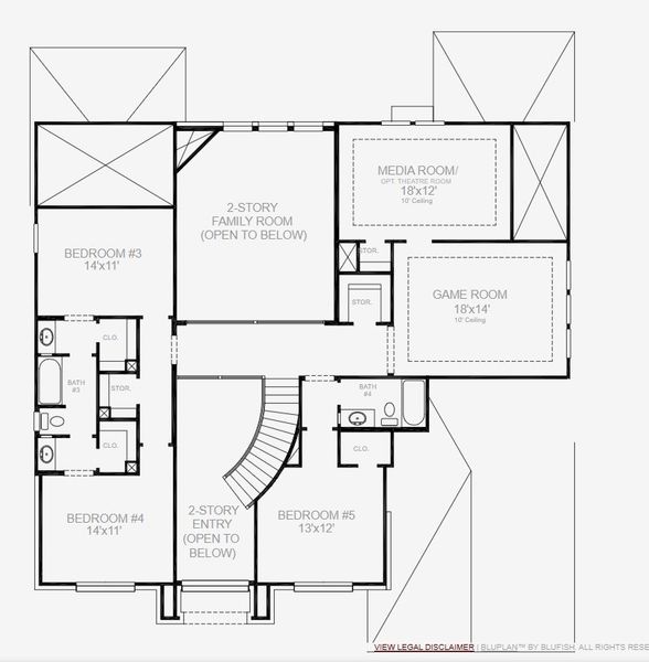 2D floor plan layout for the 3798W by Perry Homes in Parten 65', Austin, TX (Image 3).