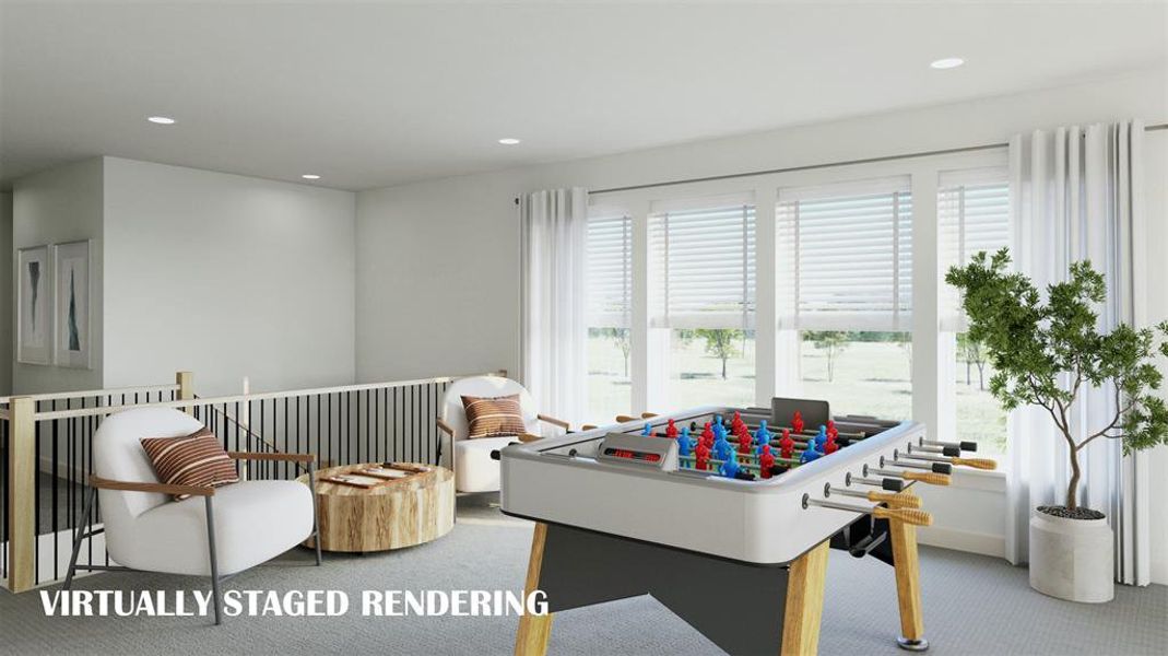 Tons of family fun to be had in this wonderful, light filled game room!  VIRTUALLY STAGED RENDERING