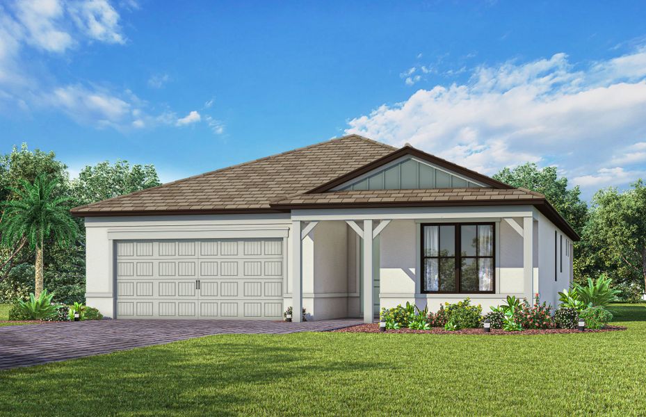 Representative exterior photo of a completed home built from the Prosperity by Del Webb in Del Webb Naples, Ave Maria, FL (Image 1). Representative exterior photo of a completed home built from the Prosperity by Del Webb in Del Webb Naples, Ave Maria, FL (Image 1).