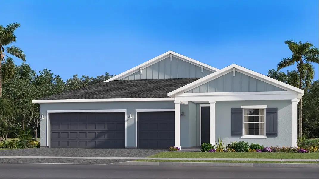 Front exterior of a new home in Pepperwood, Stuart, FL, highlighting curb appeal (Image 1). Front exterior of a new home in Pepperwood, Stuart, FL, highlighting curb appeal (Image 1).