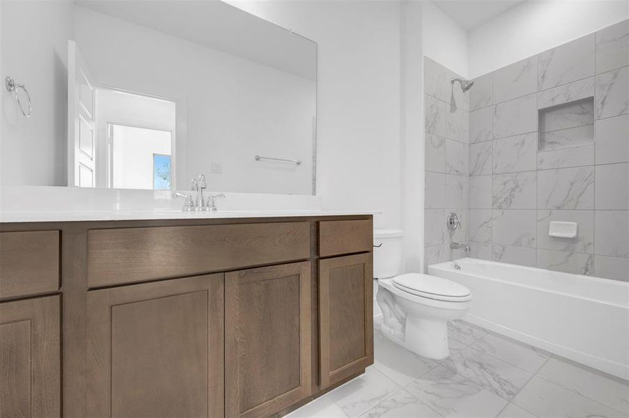 Furnished interior view inside a new home in Lily Creek at Sutton Fields, Aubrey (Image 9). Furnished interior view inside a new home in Lily Creek at Sutton Fields, Aubrey (Image 9).