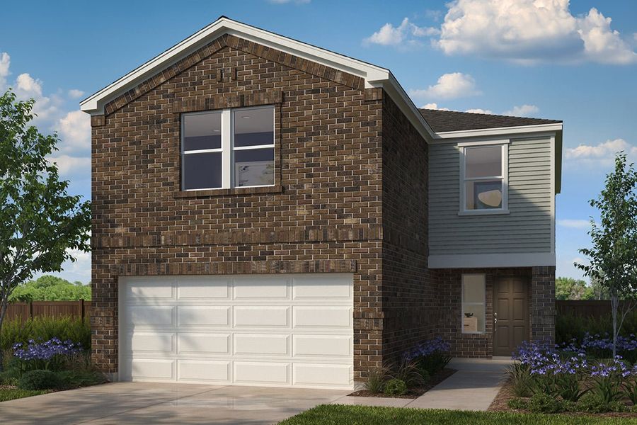 Representative exterior photo of a completed home built from the 1772 by KB Home in Grangerland Meadows, Grangerland, TX (Image 8). Representative exterior photo of a completed home built from the 1772 by KB Home in Grangerland Meadows, Grangerland, TX (Image 8).