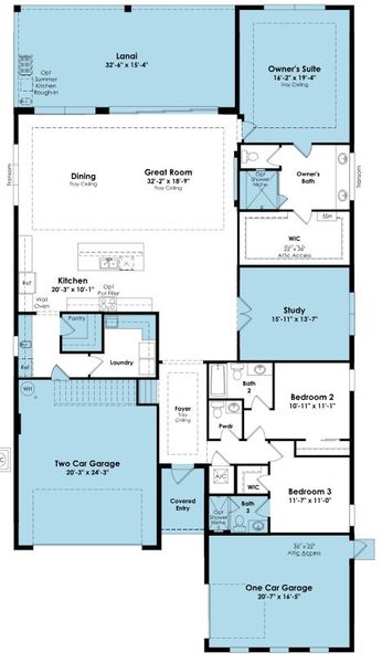 2D floor plan layout of this home in Esprit at Avenir, Palm Beach Gardens, FL (Image 4).