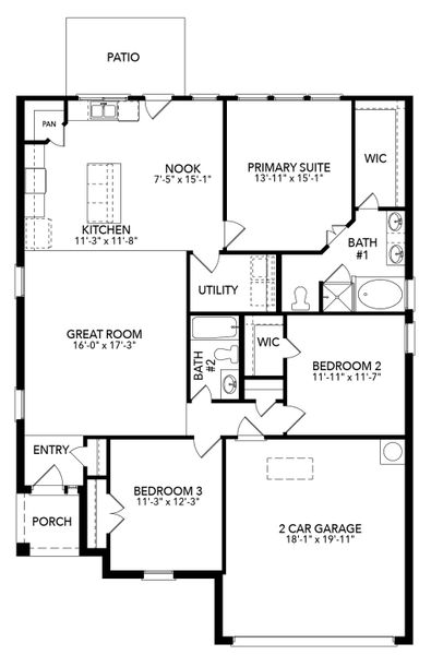 2D floor plan layout of this home in Baker Farms, Cleburne, TX (Image 5).