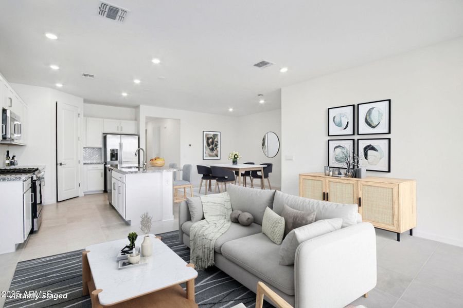 Great Room - white cabinets