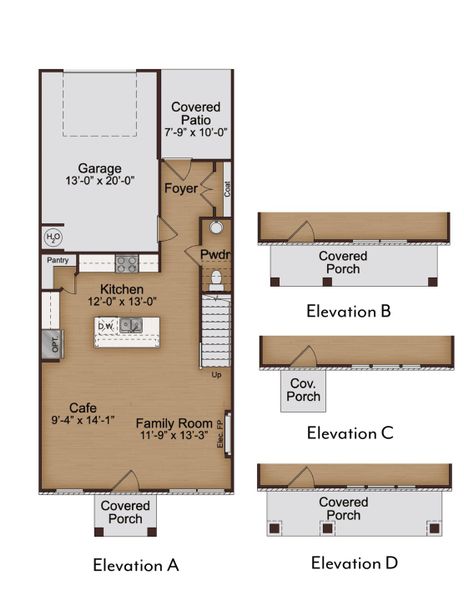 2D floor plan layout for the Sycamore by McKinley Homes in Kinsley, Wake Forest, NC (Image 3).