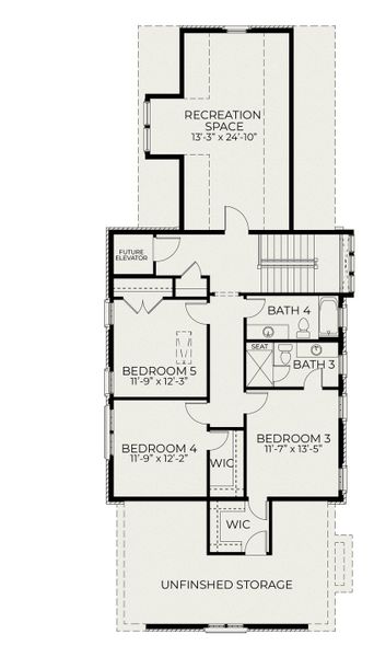 2D floor plan layout for the Caroline by Homes by Dickerson in Pinecrest, Durham, NC (Image 4).