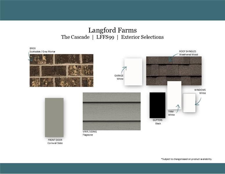 Sample of building materials used in homes in Langford Farms, Gallatin (Image 3). Sample of building materials used in homes in Langford Farms, Gallatin (Image 3).