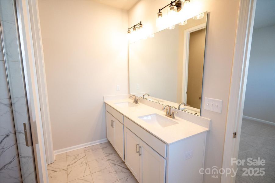 Dual vanity with loads of storage.