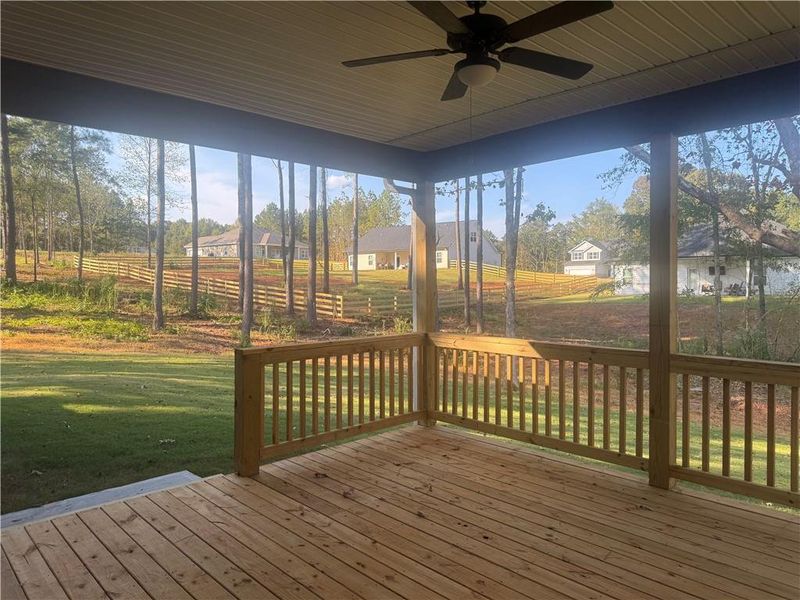 Exterior details and patio area of a home in The Fields of Walnut Creek, Pendergrass (Image 2).
