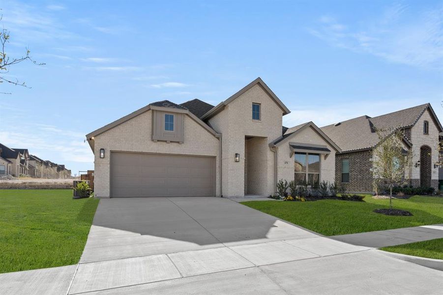 Front exterior of a new home in The Retreat, Waxahachie, TX, highlighting curb appeal (Image 2). Front exterior of a new home in The Retreat, Waxahachie, TX, highlighting curb appeal (Image 2).
